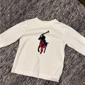 Polo Ralph Lauren Kids 2T White Long Sleeve Shirt with Embroidered Logo